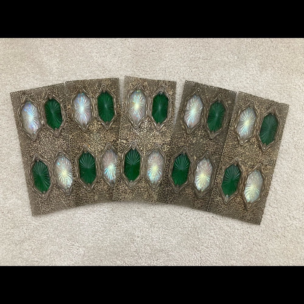 Five vintage lamp panels